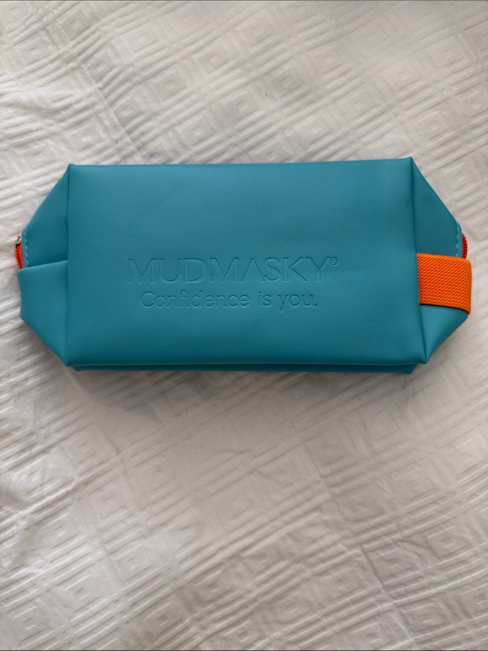 MUDMASKY Teal Cosmetic Bag with Orange Accent